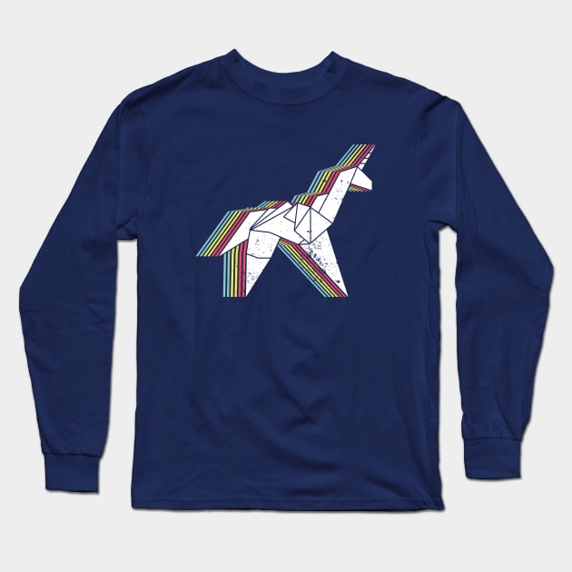 Origami Unicorn (Aged look) Long Sleeve T-Shirt by MoviTees.com